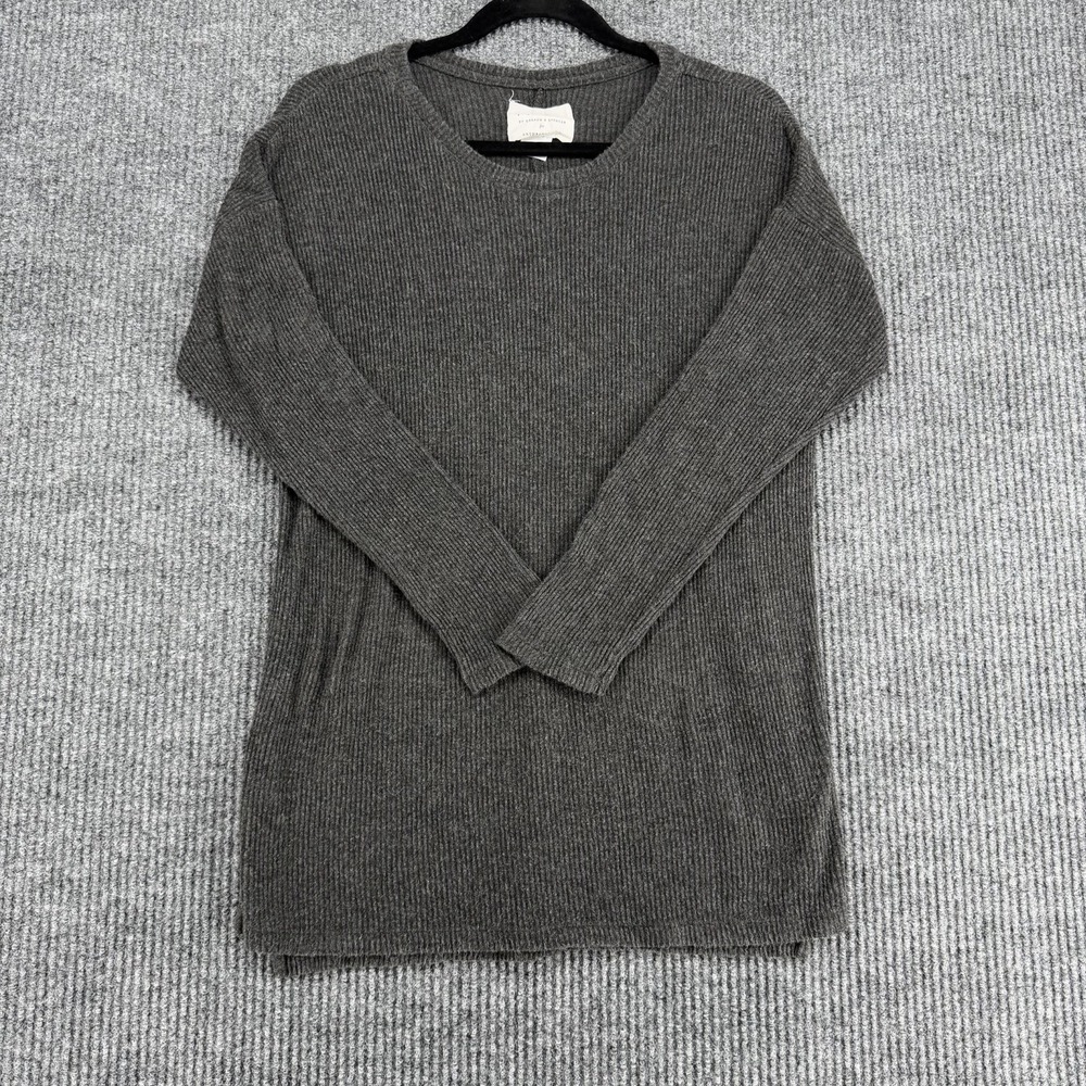 Anthropologie Dress Women's Small Velvet by Graham & Spencer Gray Sweater Ribbed